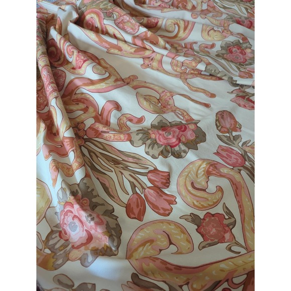 Other - Pair Custom Designer French Pinch Pleat Lined Drapes 70" x 54" Paisley Floral